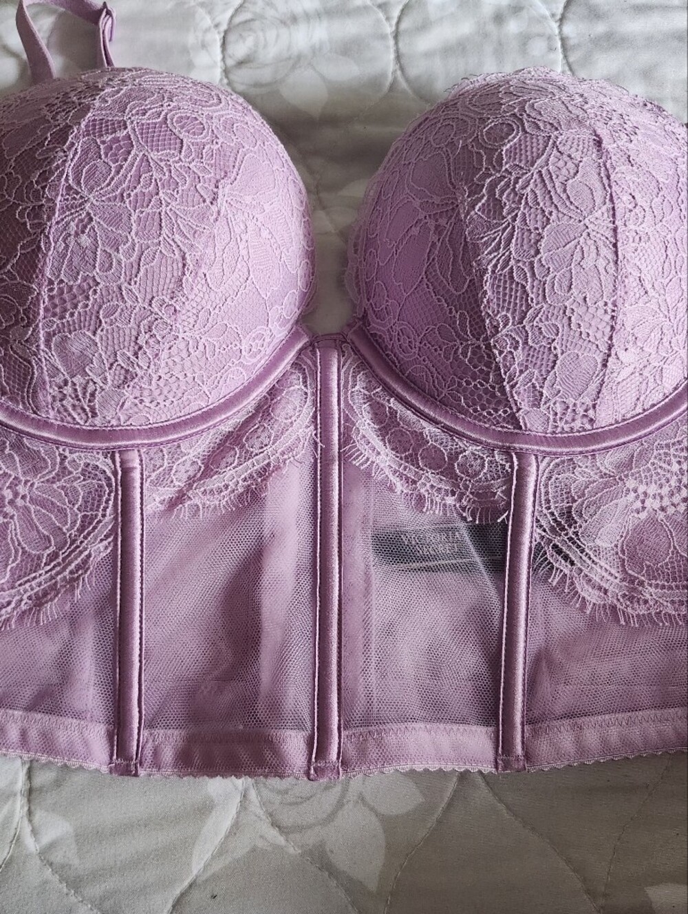 Victoria's Secret Very Sexy Push-Up Lavender Lace Longline Bustier Bra.